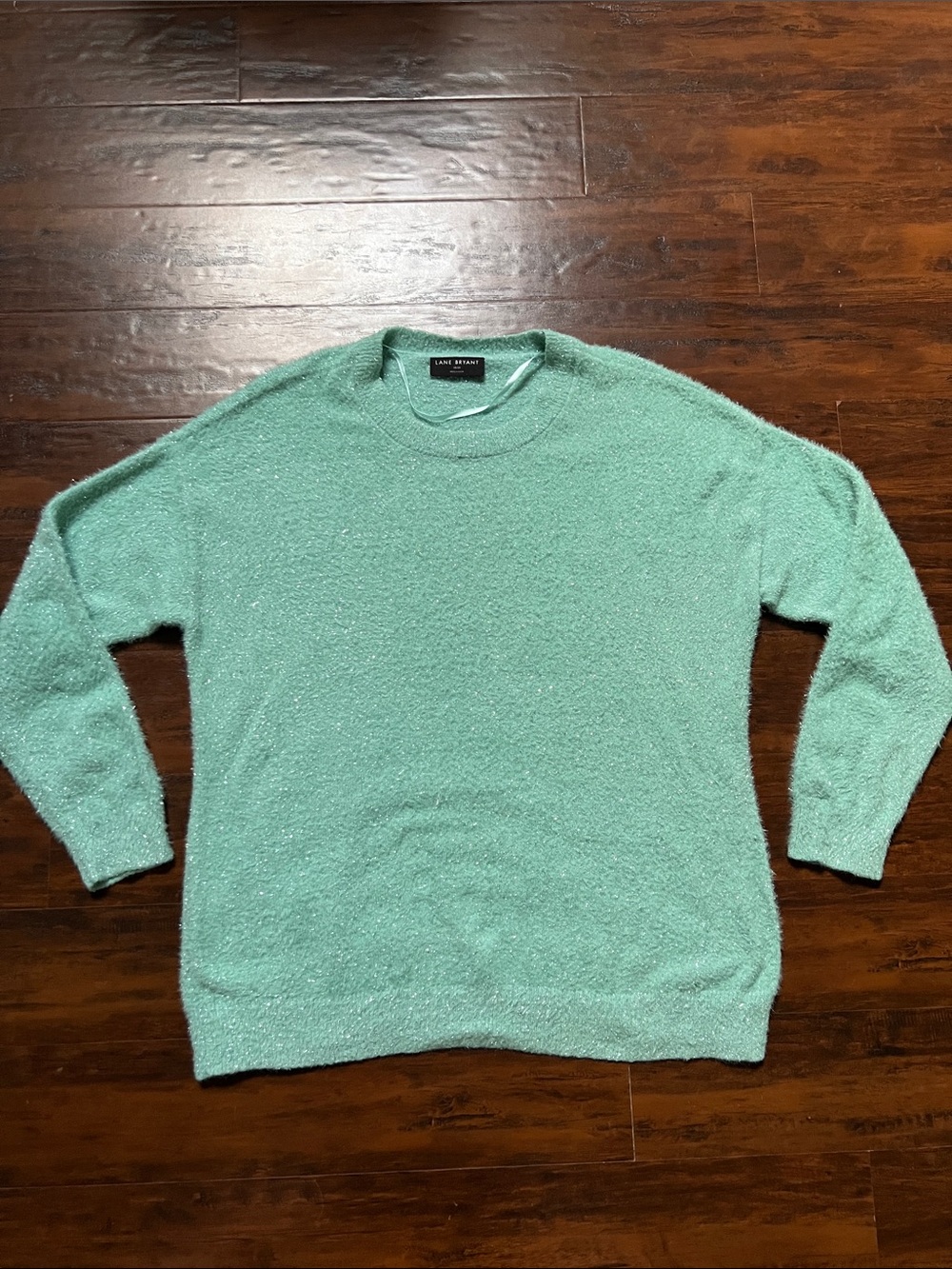 Lane Bryant Furry Textured Metallic Mint Crewneck Sweater Size 18/20